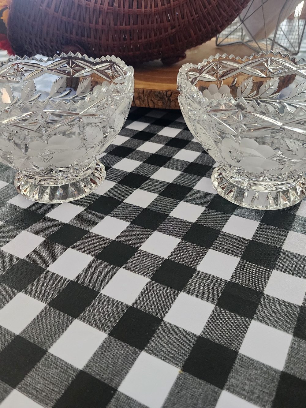 Cut Crystal Dessert Bowls - Clear (Set of 2)